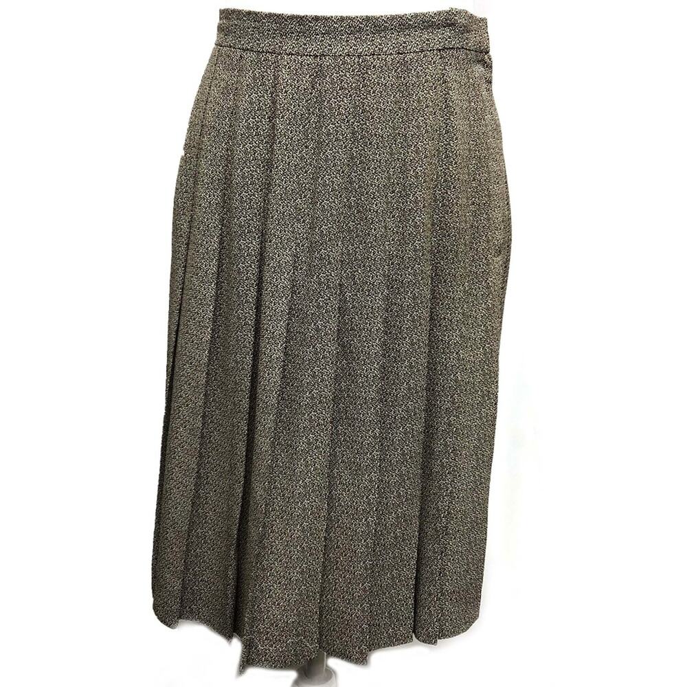 Talbots Vintage Pleated Midi Skirt Women 8 Brown Cream Career